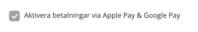 Skjermbilde for: Stripe: Hvordan aktiverer jeg Apple Pay og Google Pay?