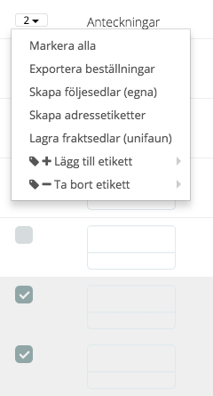 Lägg till Orderetikett