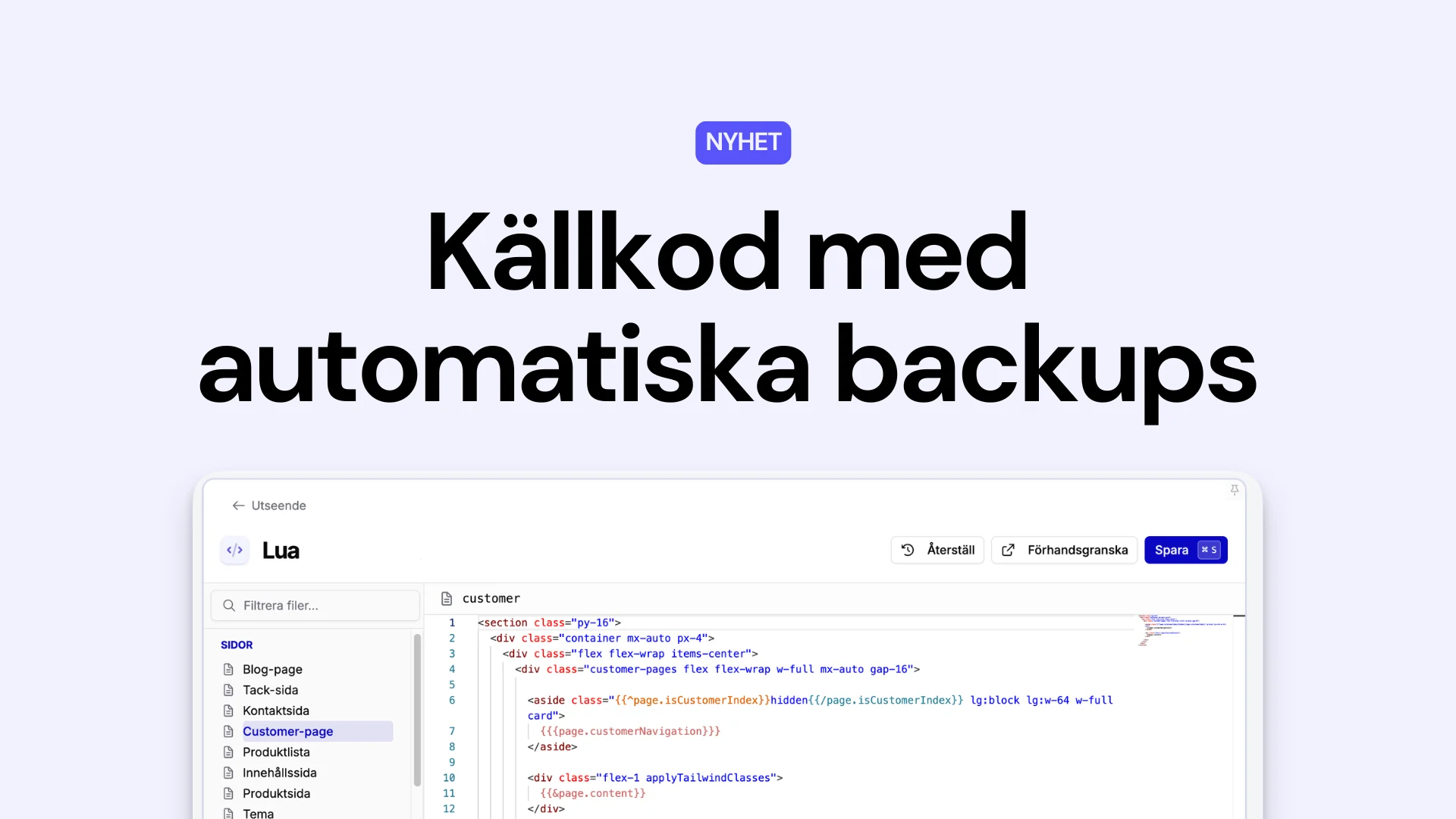 Källkodsredigerare på webben, med automatiska backups varje minut